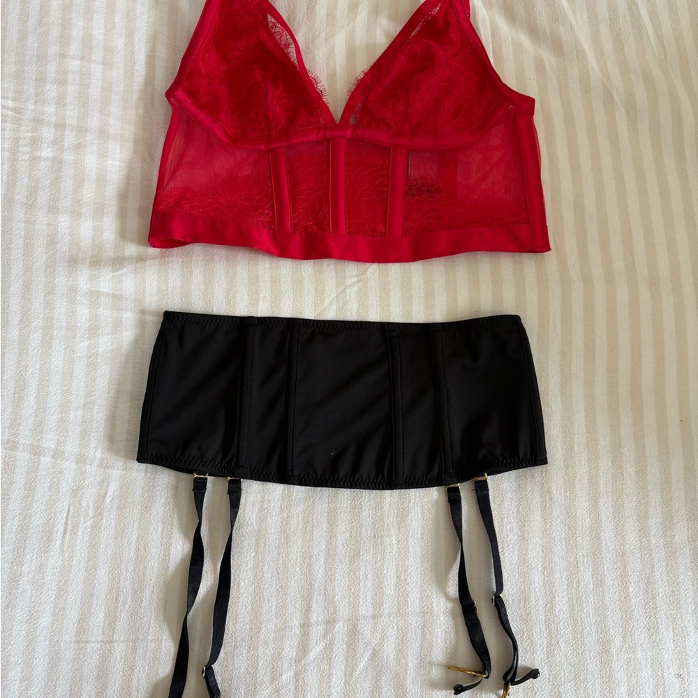 Elegant Red and Black Lingerie Set